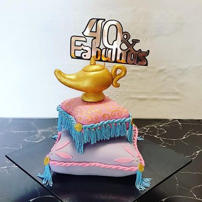 “40 and Fabulous” Rose Gold and Black Arabian Nights Cake Topper – Gold – Silver