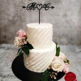 Diagonal Floral Wedding Cake | Sweet House Studios